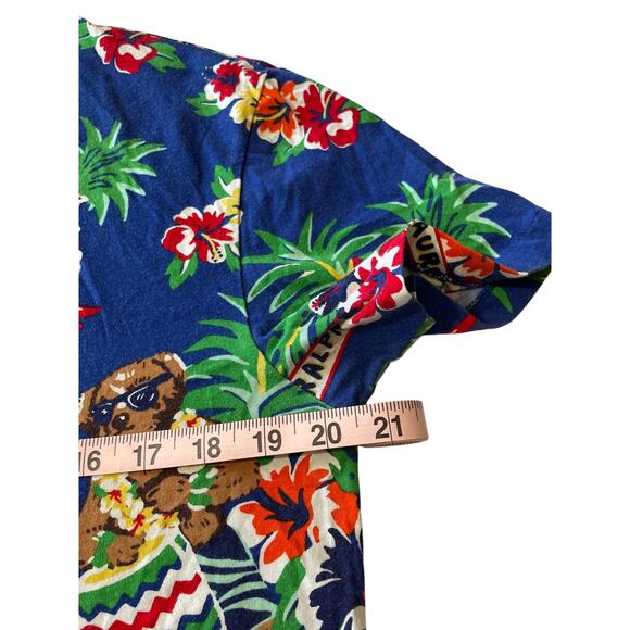 Polo Ralph Lauren Aloha Bear Shirt Men’s Small Hawaiian Graphic Tee Crew Neck - Picture 4 of 5